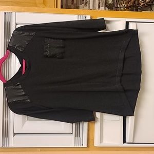 Belldini Black Top with faux leather trim, size L